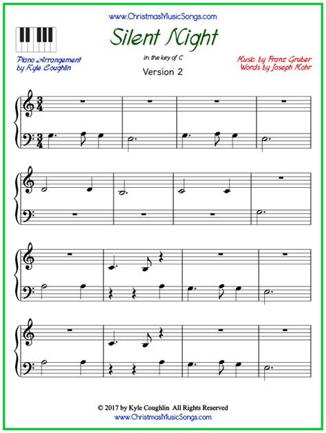 Silent Night Piano Sheet Music Free Printable Free Printable Pdf Of The