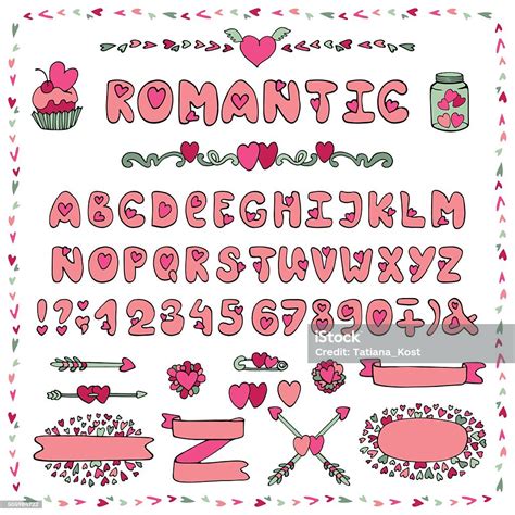 Romantic Alphabetheart Font Abc Letters Decor Stock Illustration