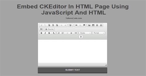 Embed Ckeditor In Html Page Using Javascript