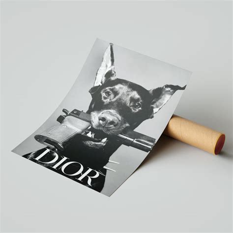 Dior Fashion Photography Doberman With A Gun Κάντο Κορνίζα