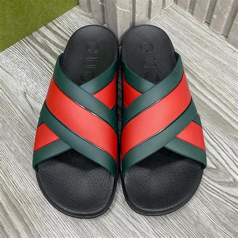 Dép Nam Gucci Agrado Web Stripe Slide Black 627820 J8700 8460 Phối Màu