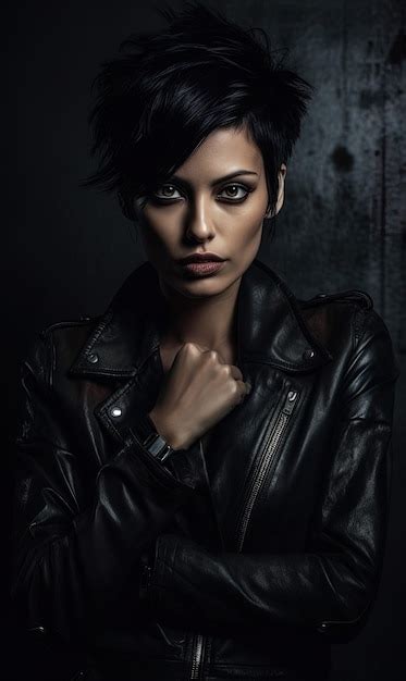 Premium Ai Image Portrait Of Caucasian Model With Short Black Hair