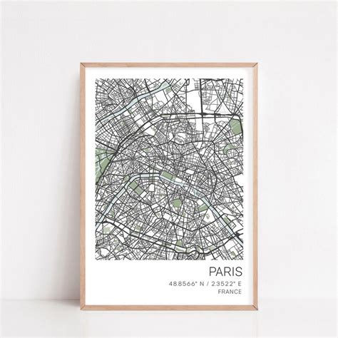 Paris City Map Minimalist Map Paris Print Paris Poster Etsy