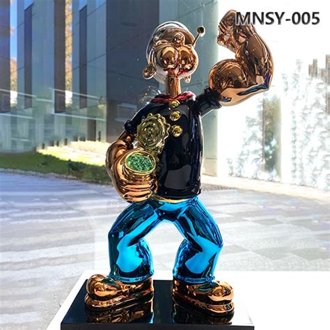 Plating Stainless Steel Popeye Sculpture Cartoon Character