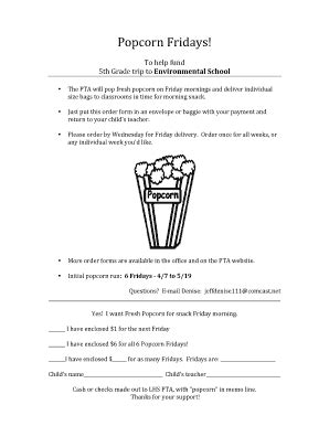 Fillable Online Popcorn Fridays Fax Email Print PdfFiller