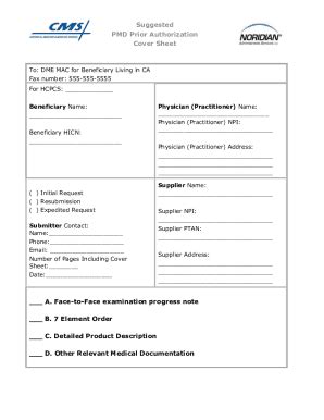 Fillable Online Suggested PMD Prior Authorization Cover Sheet Fax Email