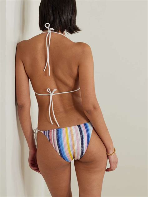 MISSONI Mare Metallic Striped Crochet Knit Triangle Bikini NET A PORTER