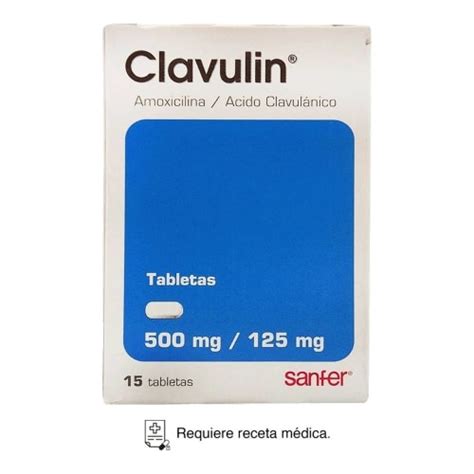 Clavulin Amoxicilina 500 mg Ácido Clavulánico 125 mg 15 tabletas