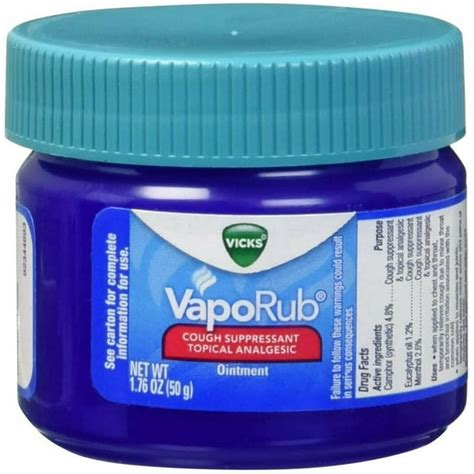 Vicks Vaporub Cough Suppressant Topical Analgesic Ointment 1 76 Oz Pack Of 6