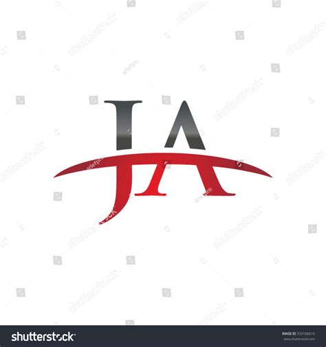 JA Initial Company Red Swoosh Logo Royalty Free Stock Vector