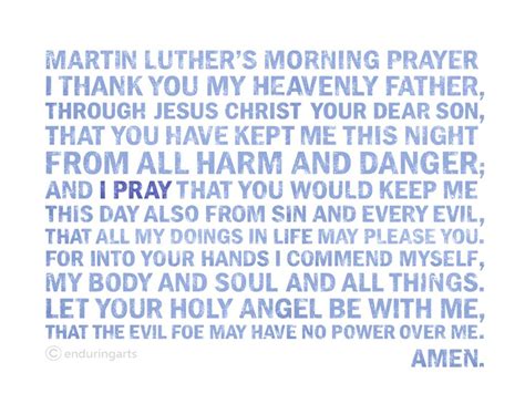 Luther S Morning Prayer Printable