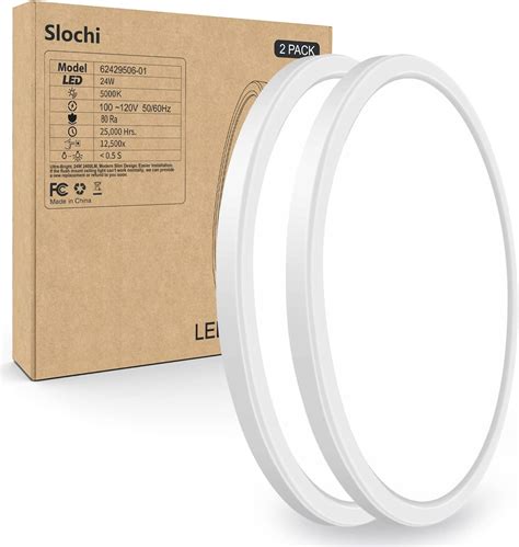 Amazon slochi מארז של 2 נורות LED צמודות לתקרה לבן 24 ס מ 24