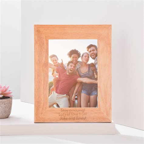 Engraved Wooden Portrait Photo Frame Message Gettingpersonal