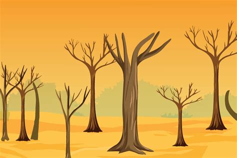 Dryland Background With Dead Tree Logs Vector Cutting Trees And