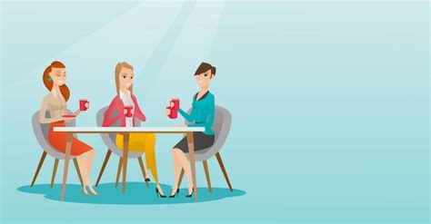 Premium Vector Group Of Women Drinking Hot And Alcoholic Drinks