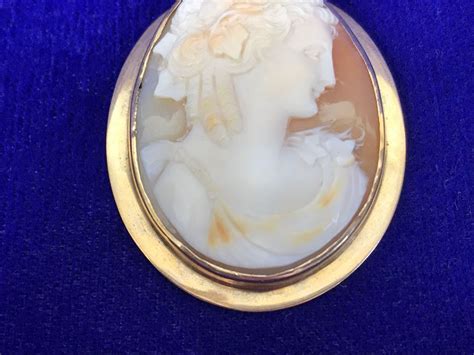 Antique 14k Gold Carved Shell Cameo Brooch Pin 112g 175” X 15”