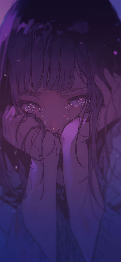 Crying Anime Girl Purple Wallpapers - Sad Girl Wallpaper for iPhone