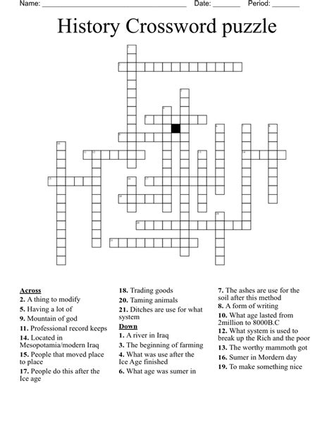 History Crossword Puzzles Online