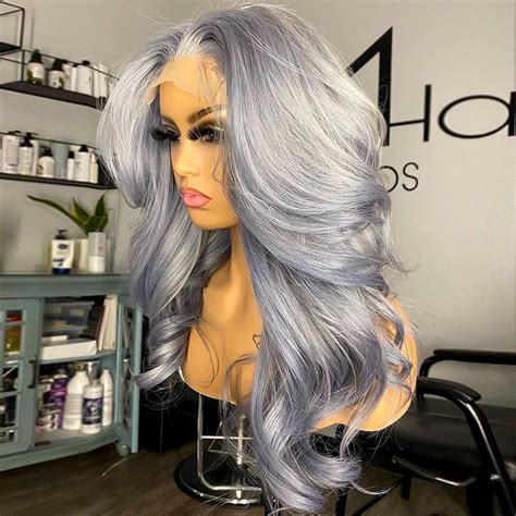grey human hair lace front wigs body wave gray wigs west kiss hair