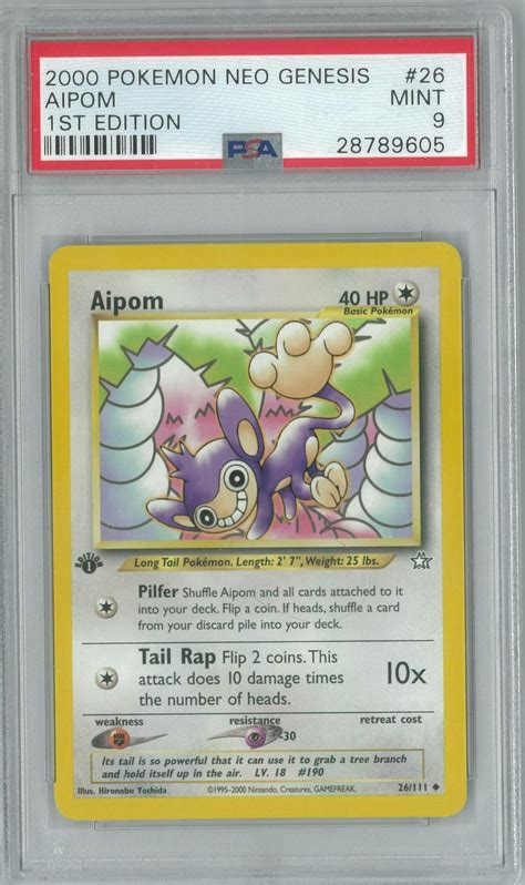 Pokemon Neo Genesis 1st Edition Aipom 26111 Psa 9 Da Card World