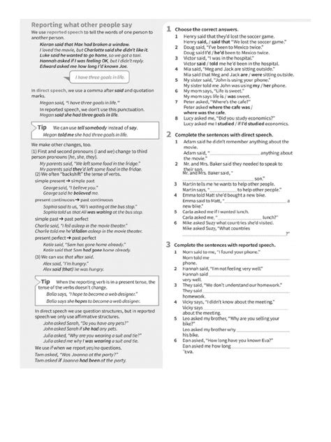 Worksheet Reported Speech Pdf