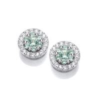 Neo Mint Cubic Zirconia Silver Stud Earrings Cavendish French