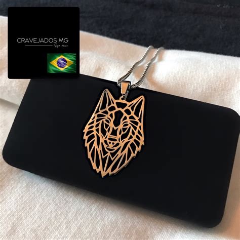 Colar Pingente Cabeça de Lobo prata Shopee Brasil