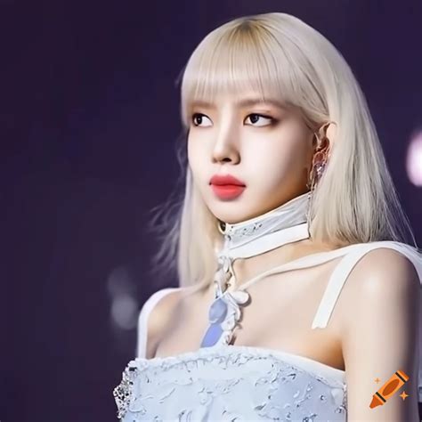 Blonde Lisa From Blackpink Dressed As Cinderella Running Down Staircase