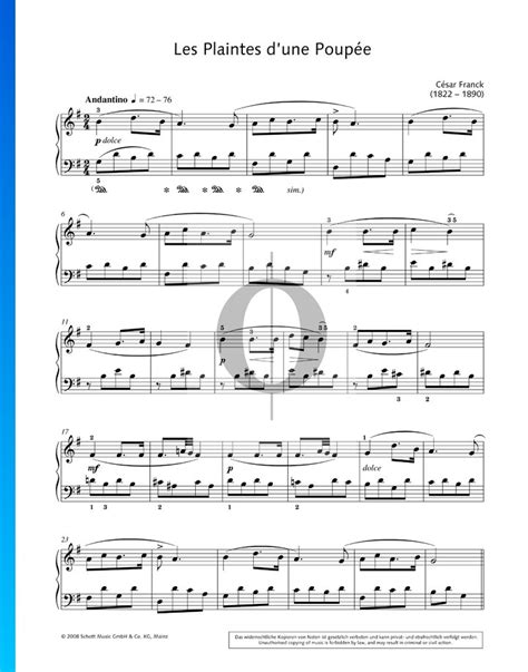 Les Plaintes d une Poupée CFF 21 Cesar Franck Piano Sheet Music OKTAV