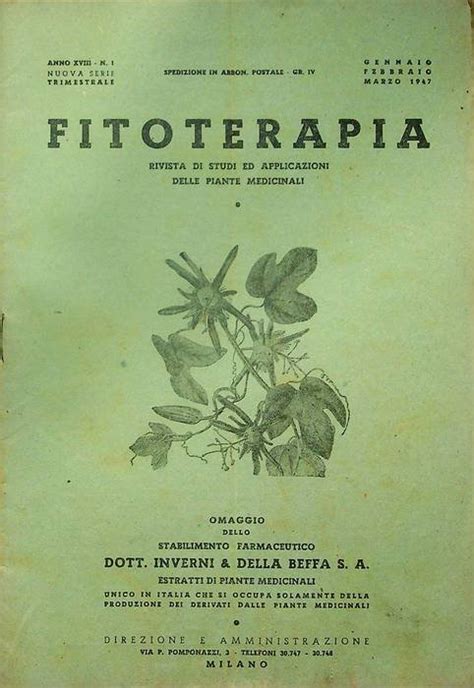 Fitoterapia Rivista Di Studi Ed Applicazioni Delle Piante Medicinali