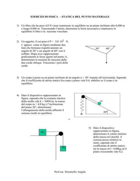 Esercizi Sull Equilibrio Del Punto Materiale Digilander