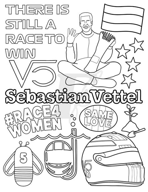 Sebastian Vettel Formula 1 Colouring Sheet F1 Driver Coloring Sheet