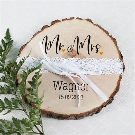 Holzscheibe Ringkissen Zur Hochzeit Mr Mrs