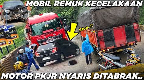 Kaget Motor PKJR Nyaris Kena Tabrak Minibus Remuk Akibat Kecelakaan