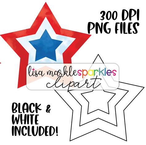 Patriotic Stars Clip Art Black And White