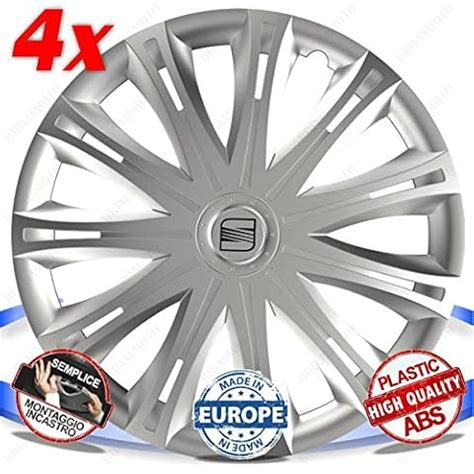 SET 4 BORCHIE RUOTA COPRI CERCHI CALOTTE 16 SPARK PER SEAT ARONA