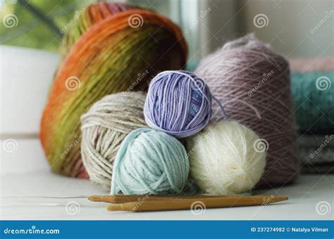 Knitting Ball Of Yarn And Knitting Needles Stock Photo Image Of