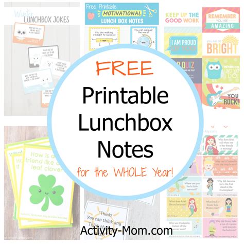 Free Printable Lunch Box Notes For The School Year The Activity Mom