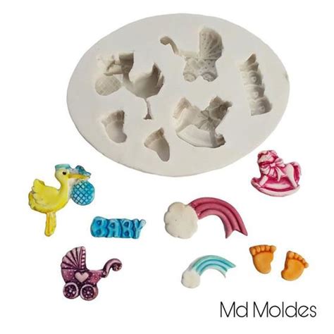 Molde De Silicone Codg 119 Apliques De Bebe MD Moldes Bia Cravol