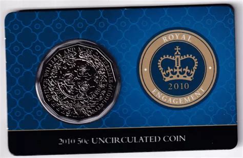 AUSTRALIA 2010 50 Cent Queen Elizabeth Ii Royal Engagement Unc Coin On