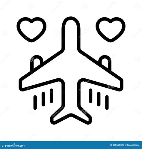 Airplane With Heart Denoting Icon Of Honeymoon Travel Ready To Use