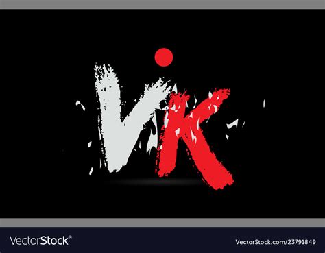 Alphabet Letter Combination Vk V K With Grunge Vector Image