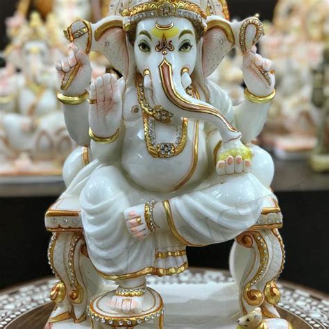 Marble Sitting Ganesh Decorative Showpiece Lavanshi Handicrafts