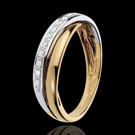 Ring Saturn Diamant Gelb und Weißgold 18 Karat Edenly Schmuck