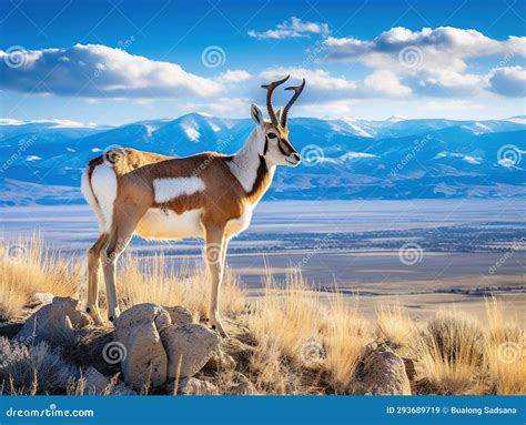 Ai Generated Illustration Wildlife Concept Of Pronghorn Sentry Stock