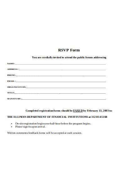 Free 50 Rsvp Forms In Pdf Ms Word