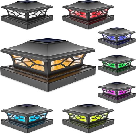 VOLISUN Solar Fence Post Cap Light Outdoor Waterproof RGB Color