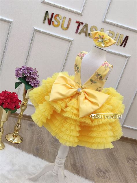 Yellow Baby Girl Dress Baby Party Dress 1st Birthday Dress Etsy