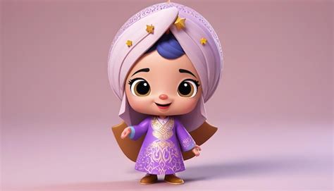 Premium Photo Hijab Little Cute Girl Girls Beautiful Pink Cartoon 3d Fantasy Animation Style