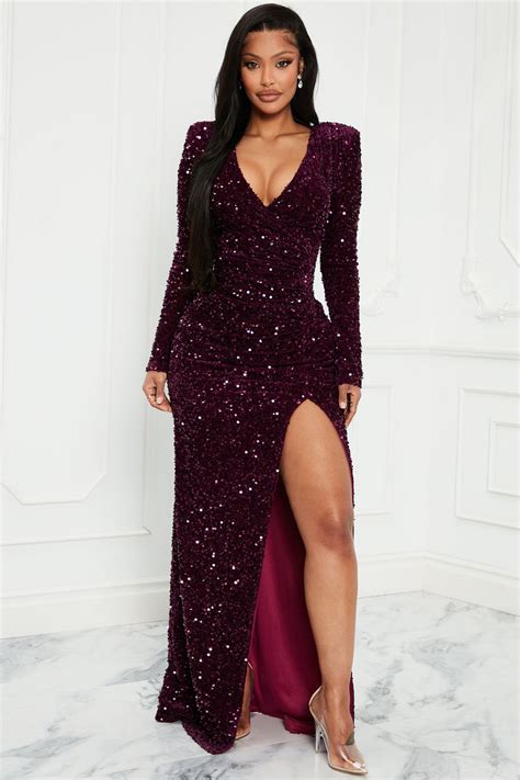 Lina Sequin Maxi Dress Purple Fashion Nova Dresses Fashion Nova